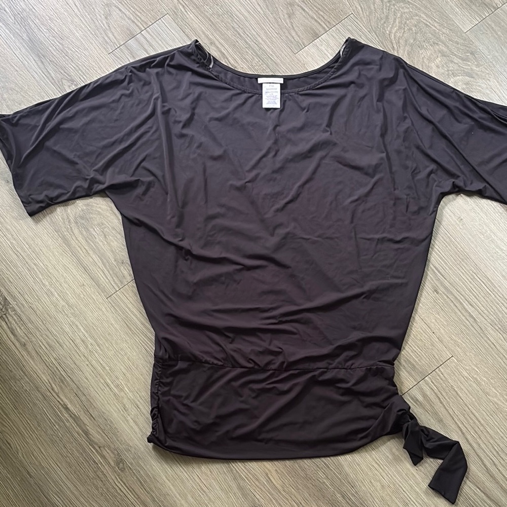 Michael Kors Gray Dolman Sleeve Tie Front Tee